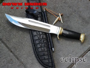 Down Under Knives: Down Under Special 1095 Steel Outback Eclipse Big Bowie Knife with Black Sheath