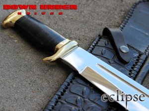 Down Under Knives: Down Under Special 1095 Steel Outback Eclipse Big Bowie Knife with Black Sheath