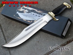 Down Under Knives: Down Under Special 1095 Steel Outback Eclipse Big Bowie Knife with Black Sheath