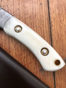 SOS Damascus *PUMA SkinMaster* Knife with Bone Handle & Leather Sheath