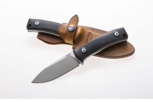 LionSTEEL Italy. Model M4 GBK Black G10 Handle with Leather Sheath