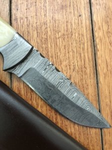 SOS Damascus *PUMA SkinMaster* Knife with Bone Handle & Leather Sheath