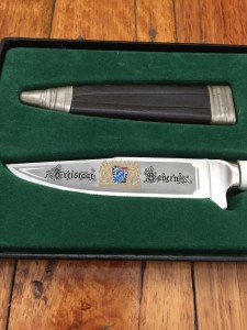 Widder Knife: Widder Solingen Jadgnicker Knife Bavarian City Knife with Sheath and Display Box