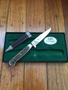 Widder Knife: Widder Solingen Jadgnicker Knife Bavarian City Knife with Sheath and Display Box