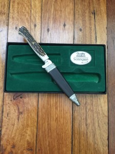 Widder Knife: Widder Solingen Jadgnicker Knife Bavarian City Knife with Sheath and Display Box