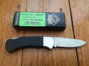 Puma Knife: Puma 4 Star Mini Folding Lock Knife with Black Buffalo Horn Handle