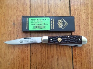 Puma Knife: Puma Mini Trapper Lockback Knife with Jigged Bone Handle