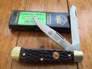 Puma Knife: Puma Mini Trapper Lockback Knife with Jigged Bone Handle