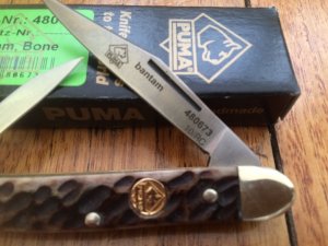Puma Knife: Puma Bantam Folding Knife with Brown Jigged Bone Handle