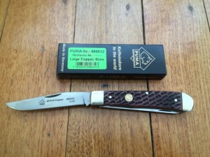Puma Knife: Puma Grand Trapper Large Lockback Knife with Brown  Jigged Bone Handle