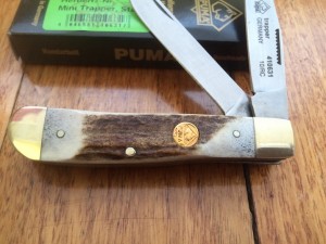 Puma Knife: Puma Mini Trapper Lockback Knife with Stag Antler Handle