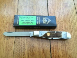 Puma Knife: Puma Mini Trapper Lockback Knife with Stag Antler Handle