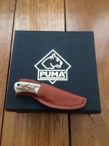 Puma Knife: Puma Mini Skinmaster with Stag Handle and Leather Sheath