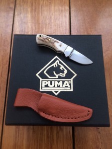 Puma Knife: Puma Mini Skinmaster with Stag Handle and Leather Sheath