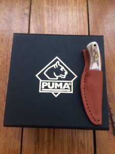 Puma Knife: Puma Mini Skinmaster with Stag Handle and Leather Sheath