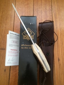 Puma Knife: Puma Skinner II Laser Cut with Stag Handle leather sheath Paperwork