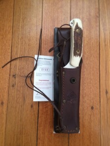 Puma Knife: Puma Skinner II Laser Cut with Stag Handle leather sheath Paperwork