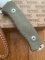 LionSTEEL Italy. Model M5 CVG-1 Green Canvas Micarta Handle with Leather Sheath