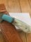 Damascus Turquoise and Pearl Corelon Hunting Knife with Sheath