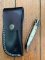 Damascus Folding Knife with White Bone Handle File Work and Pouch