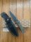 LionSTEEL Italy. Model T5B CVG Green Canvas Micarta Handle with Leather Sheath