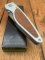Puma Knife: Puma 2002 Handic Linerlock Brushed Silver & Wood Frame Folding Knife