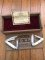 Schrade IXL Sheffield made Twin Set Scrimshawed Stockman and Canoe Folding knives in original presentation box with original warranty