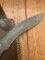 Damascus Knife: Damascus Kukri Style Knife with Stained Bone Handle