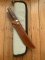 Puma Knife: 1987 Puma Big Big Bowie knife with Wooden Handle in original Tan Leather Sheath & Case