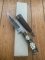 German Knife: 1970'-80's  Integral Jagdnicker Knife with Carved Stag Handle & Sheath