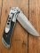 Puma Knife: Puma Tec Damascus Folding Liner Lock Knife with Black Handle
