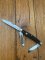 Puma Knife: Puma rare vintage PUMASTER 1972 'STOCK' 3 blade Fold back Knife with Dark Brown Jigged Bone Handle #41272