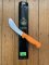 Puma Knife: PUMA skinning knife with bent, stiff, 15 cm Blade German Made with Orange Handle