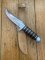 Solingen Germany EUROCUT Original 5 1/4" Blade Original Buffalo Skinner with Stacked Wood Handle & Leather Sheath