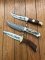Solingen Germany set of 3 Collectable Hunting Knives in Sheathes and Boxes.