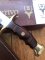 Muela Knife: Muela Big Bowie Coral Wood Laminated Handle & Leather Sheath