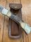 Buck Knife: 1989 Model Buck 110 Classic with Aged Stag Handle and Damascus Blade and Leather Pouch