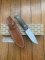 LionSTEEL Italy. Model M5 CVG-2 Green Canvas Micarta Handle with Leather Sheath