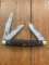 Puma Knife: Puma 1971 Rare 'USER'  'STOCK' 3 blade Fold back Knife with Red Bone Handle