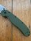 Ontario Knife Company ON8874TC Plain Brushed Silver Edge Folding Knife with Olive Drab Handle
