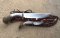 Ken Richardson Custom Handmade 8" Bowie & 3" Hunter Piggy Back Set Deer Antler Handle & Custom Sheath