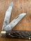 Puma Knife: Puma 1971 Rare 'USER'  'STOCK' 3 blade Fold back Knife with Red Bone Handle