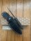 LionSTEEL Italy. Model T5 MI Canvas Micarta Handle Black Blade with Leather Sheath