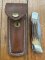 Buck Knife: 1989 Model Buck 110 Classic with Aged Stag Handle and Damascus Blade and Leather Pouch