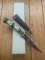 German Knife: 1970'-80's  Integral Jagdnicker Knife with Carved Stag Handle & Sheath