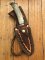 Ken Richardson Custom Handmade 5.5" Drop Point Blade Hunting Knife with Deer Antler Handle & Custom Sheath