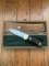 Puma Knife: Puma Original 1980's-90's 4 Star Fixed Blade Knife with Black Micarta Handle-Tan Sheath in Original Wooden Box