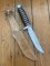 Solingen Germany EUROCUT Original 5" Blade Bowie Knife with Wood Stacked Handle & Leather Sheath