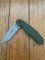 Ontario Knife Company ON8874TC Plain Brushed Silver Edge Folding Knife with Olive Drab Handle
