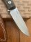 LionSTEEL Italy. Model B40 CVG Green Canvas Micarta Handle with Leather Sheath